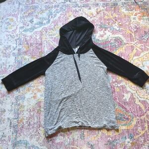 Actève Women’s Medium Gray Hoodie Top Velvet Sleeve Drawstring Hood Raglan Soft